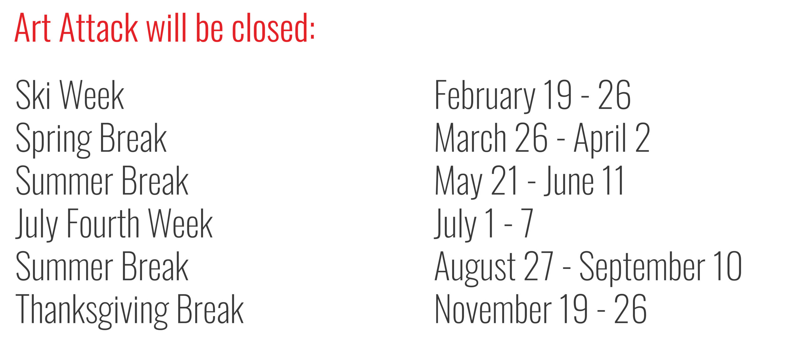 Schedule of breaks 23